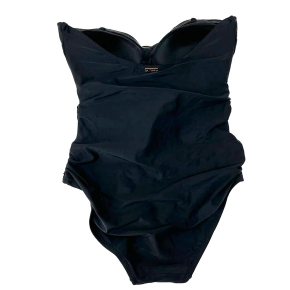 Jones New York One Piece Solid Black Swimsuit Bandeau Top Size 10 NWOT - Picture 2 of 2